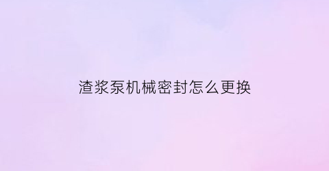 “渣浆泵机械密封怎么更换(渣浆泵机械密封怎么更换视频)