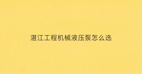 湛江工程机械液压泵怎么选(工程机械液压泵排名)