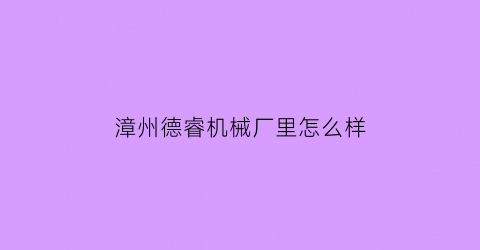 漳州德睿机械厂里怎么样