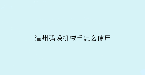 漳州码垛机械手怎么使用