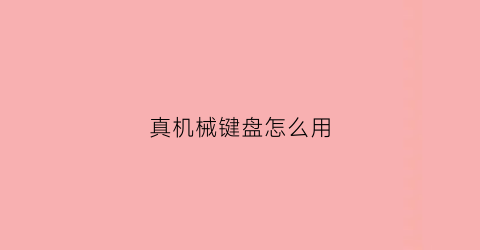 真机械键盘怎么用(机械键盘咋样)