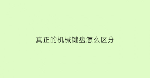 真正的机械键盘怎么区分