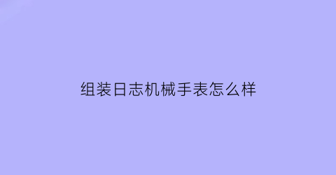 组装日志机械手表怎么样