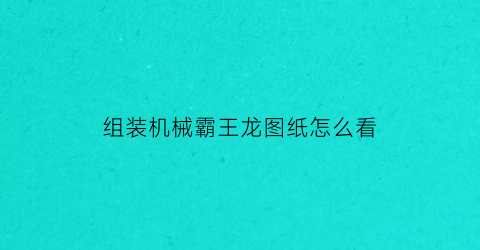 “组装机械霸王龙图纸怎么看(组装机械龙组装霸王龙)