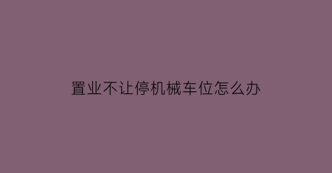 “置业不让停机械车位怎么办(机械车位不好停)