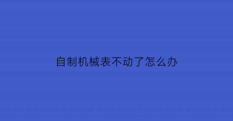 “自制机械表不动了怎么办(纯手工机械表)