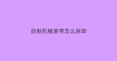 “自制机械表带怎么拆卸(自制机械表带怎么拆卸视频教程)