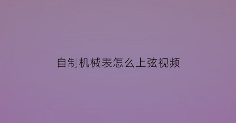 自制机械表怎么上弦视频