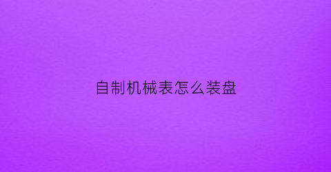 自制机械表怎么装盘(自制机械表怎么装盘子)