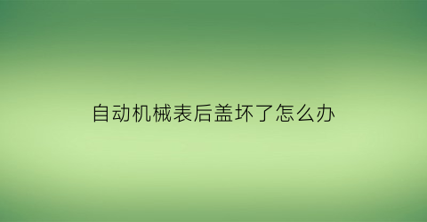 “自动机械表后盖坏了怎么办(机械表后盖怎么装上技巧)