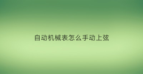 自动机械表怎么手动上弦(自动机械表手动上弦对手表有伤害吗)