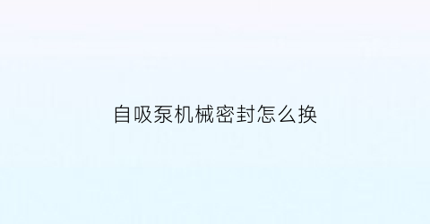 自吸泵机械密封怎么换