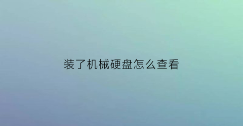 装了机械硬盘怎么查看