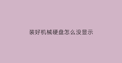 装好机械硬盘怎么没显示(装完机械硬盘不显示)