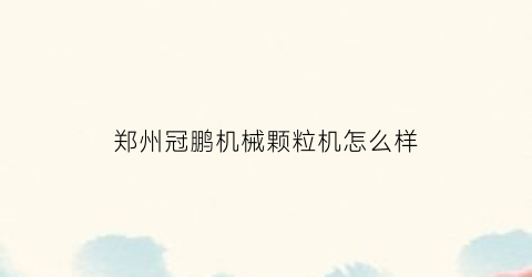 郑州冠鹏机械颗粒机怎么样(冠鹏信息技术有限公司怎么样)