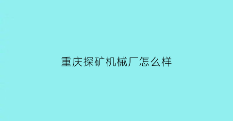 重庆探矿机械厂怎么样