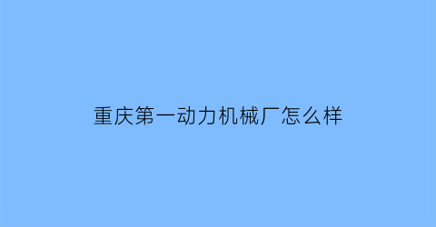 重庆第一动力机械厂怎么样