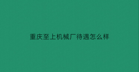 “重庆至上机械厂待遇怎么样(重庆至上生活服务有限公司)