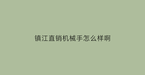 “镇江直销机械手怎么样啊(镇江机械设备有限公司)