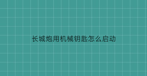 “长城炮用机械钥匙怎么启动(长城炮钥匙说明)