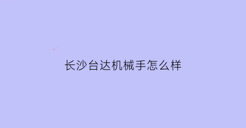 长沙台达机械手怎么样