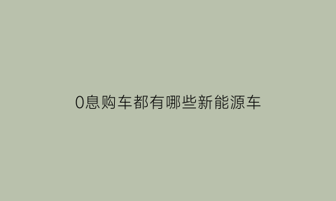 0息购车都有哪些新能源车