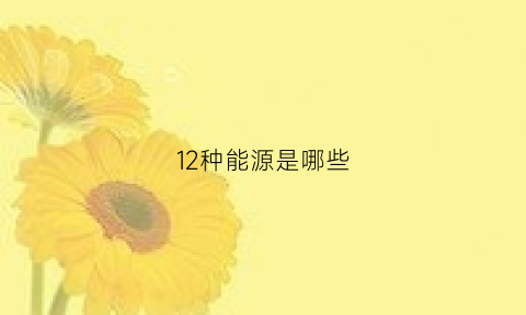 12种能源是哪些