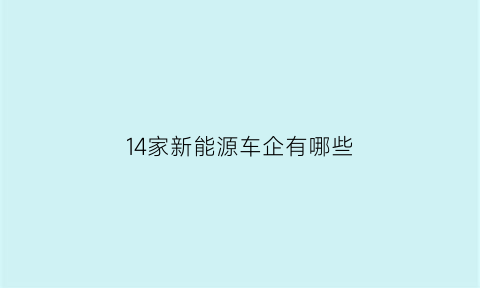 14家新能源车企有哪些