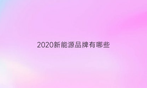 2020新能源品牌有哪些