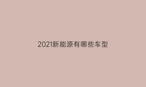 2021新能源有哪些车型