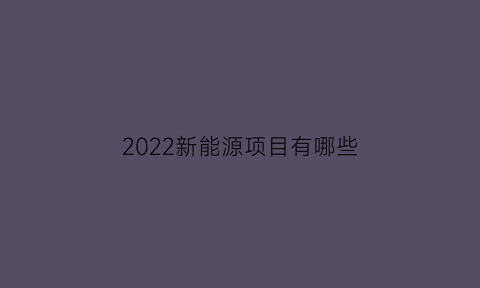 2022新能源项目有哪些