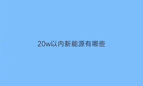 20w以内新能源有哪些