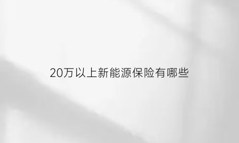 20万以上新能源保险有哪些(20多万的新能源车)