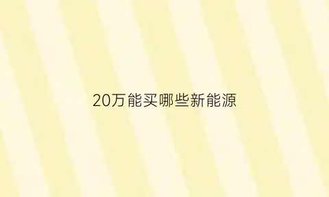 20万能买哪些新能源