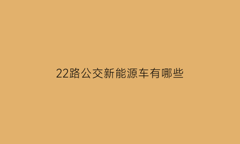 22路公交新能源车有哪些