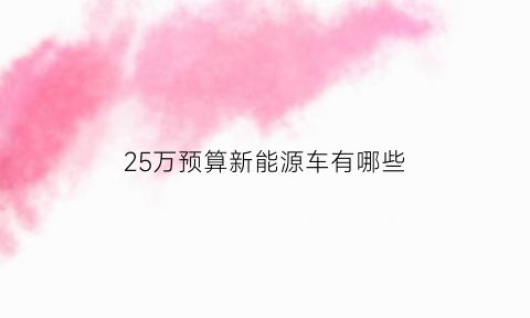 25万预算新能源车有哪些