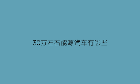 30万左右能源汽车有哪些(30万以内新能源)