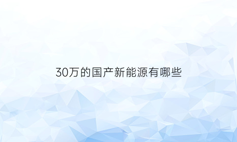 30万的国产新能源有哪些(30万的国产新能源有哪些车型)