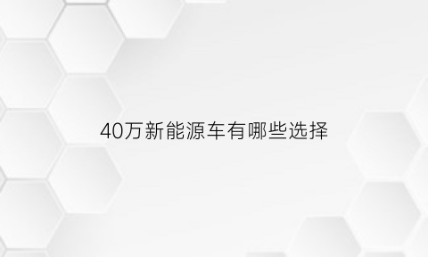 40万新能源车有哪些选择(四十多万的新能源汽车)