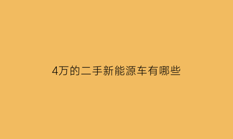 4万的二手新能源车有哪些(四万内二手车)