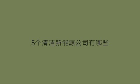 5个清洁新能源公司有哪些