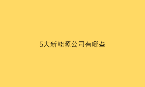 5大新能源公司有哪些