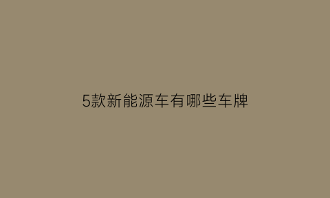 5款新能源车有哪些车牌