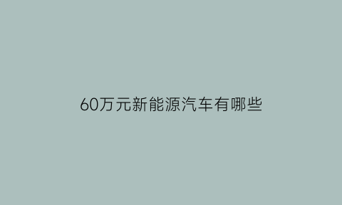 60万元新能源汽车有哪些