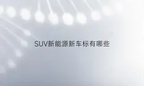 SUV新能源新车标有哪些