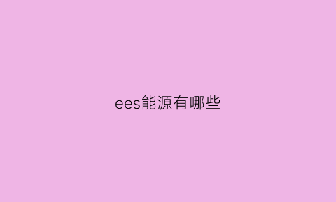 ees能源有哪些