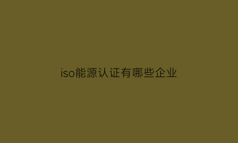 iso能源认证有哪些企业