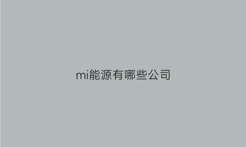 mi能源有哪些公司