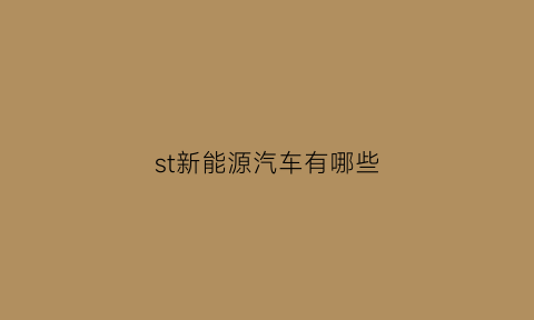 st新能源汽车有哪些