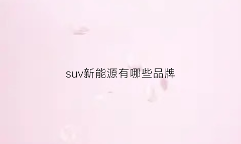 suv新能源有哪些品牌